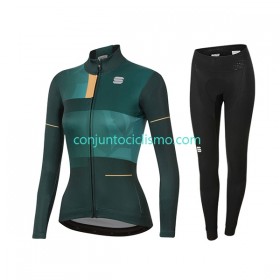 Conjunto Maillot + culotte largo ciclismo Sportful Leaf 2021 N001 Mujer